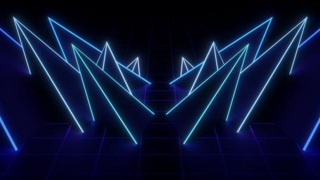 Retrowave Neon Blue Geometric Abstraction wallpaper