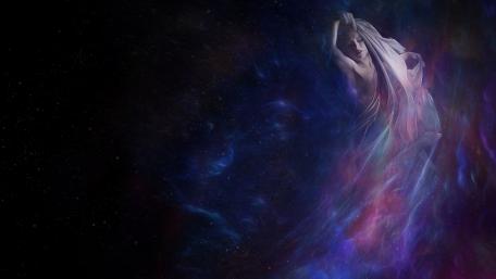 Mystical Dancer in Cosmic Hues wallpaper