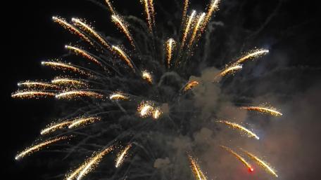 Golden New Years Firework Spectacle in Night Sky wallpaper