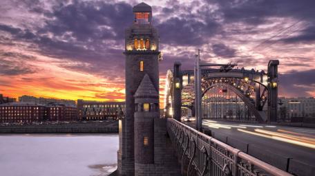 Majestic Bridge At Twilight wallpaper