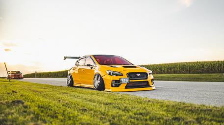 Sleek Subaru WRX in a Sunset Glow wallpaper