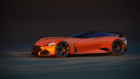 Sleek Orange Supercar in Twilight Hues wallpaper