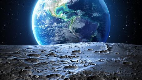 Stunning Earth View from the Moon's Surface wallpaper