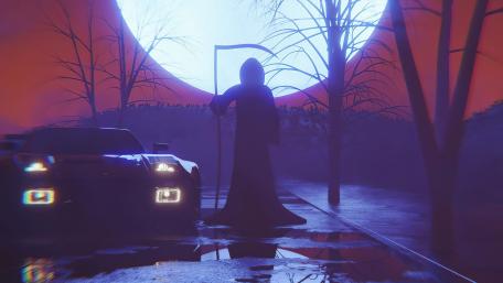 VaporWave Reaper with car wallpaper