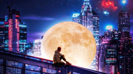 Urban Dreamscape with a Celestial Touch wallpaper
