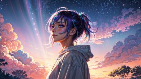 Stargazer's Dream at Twilight wallpaper