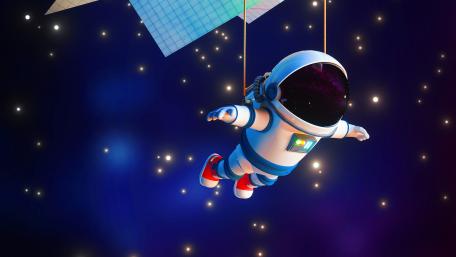 Astronaut Adventure in the Cosmic Playground wallpaper
