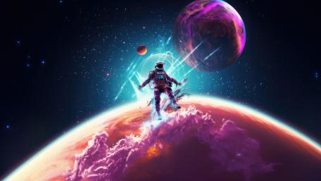 Cosmic Surfing on the Edge of Reality wallpaper