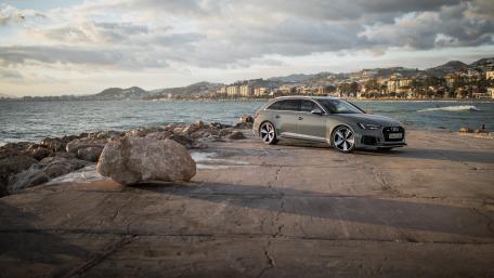 Sleek Audi RS 4 Avant by the Coastline wallpaper