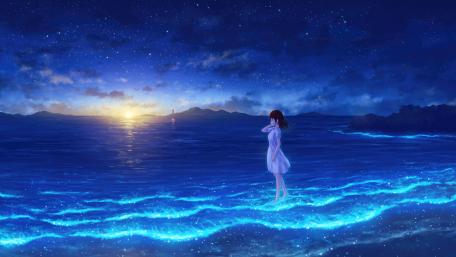 Starry Night Shoreline Serenity wallpaper