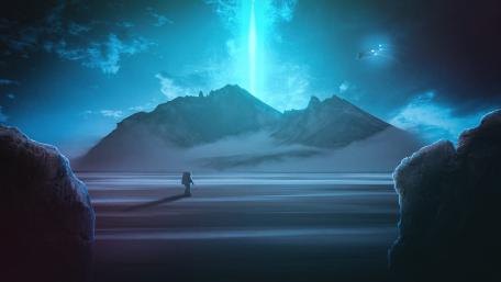 Mystical Aurora Over Icy Terrain wallpaper