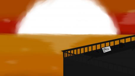 Balcony View of a Fiery Horizon wallpaper