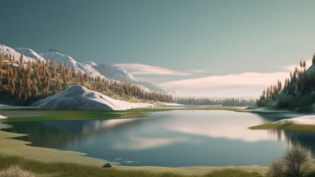 Tranquil Alpine Lake at Dawn wallpaper