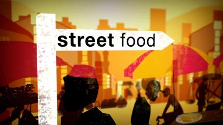 Bustling Urban Food Scene wallpaper