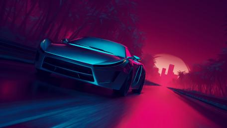 Neon Nightscape Speedster wallpaper