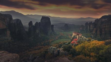Mystic Dawn Over Monastic Valleys wallpaper