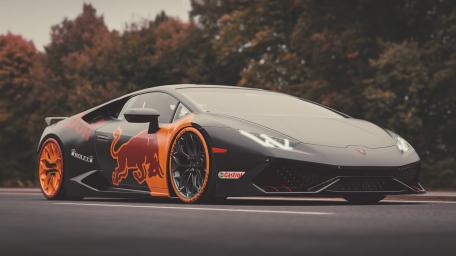 Sleek Speedster on Autumn Road wallpaper