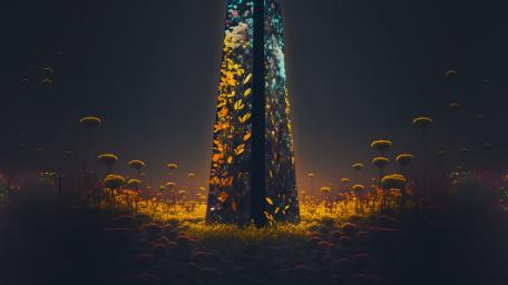 Mystical Floral Tower at Night wallpaper
