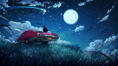 Stargazing Solitude on a Moonlit Night wallpaper
