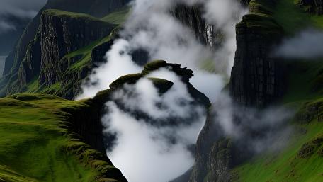 Mystic Mountains Veiled in Mist wallpaper