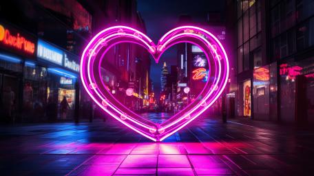 Neon Love in the Urban Heartbeat wallpaper