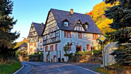 Autumn Serenity in a European Village wallpaper