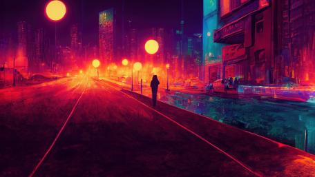Futuristic Crimson Cityscape wallpaper