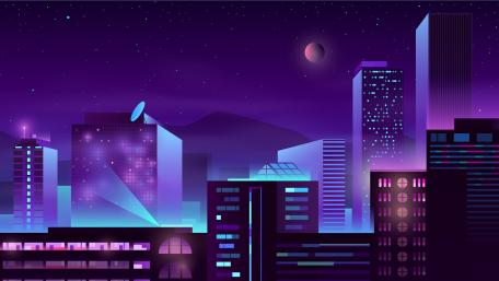Neon Dreams in a Digital Skyline wallpaper