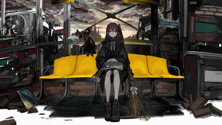 Mysterious Traveler in an Abandoned Station wallpaper