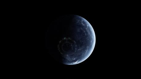 Mysterious Blue Planet in Darkness wallpaper