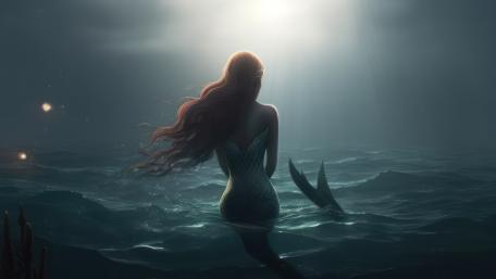 Mystical Mermaid in Moonlit Seas wallpaper