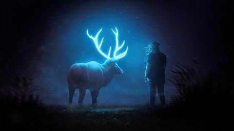 glowing-reindeer-in-dark wallpaper