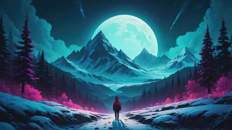Lunar Majesty in a Winter Wilderness wallpaper