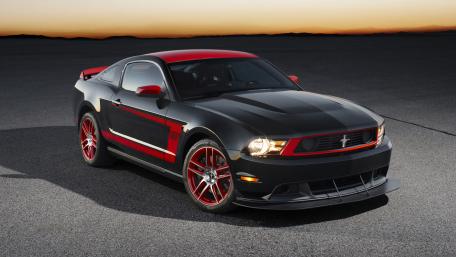 Powerful 2012 Ford Mustang Boss 302 on Sunset Horizon wallpaper