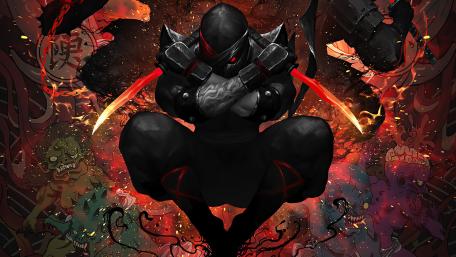 Fierce Ninja Warrior in Infernal Battle wallpaper