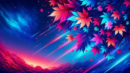Vibrant Cosmic Autumn Leaves wallpaper