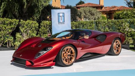 Sleek Red De Tomaso P72 Sports Car Prestige wallpaper