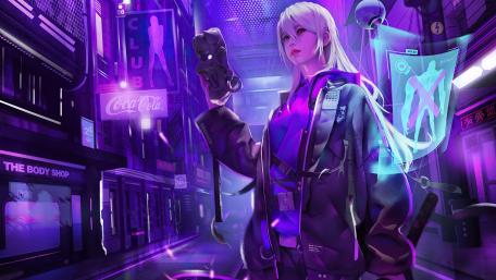 Stylish Female Cyberpunk Warrior wallpaper