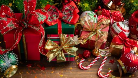 Festive Elegance in Holiday Gifts and Ornaments wallpaper