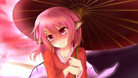 Crimson Sky Anime Elegance wallpaper
