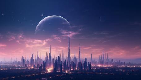 Futuristic Cityscape at Twilight wallpaper
