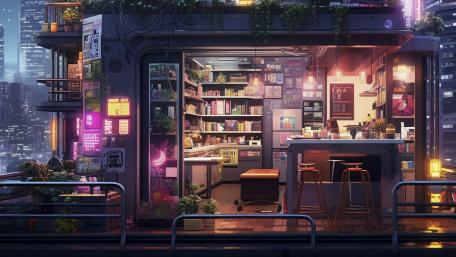 Neon Night at the City Diner wallpaper