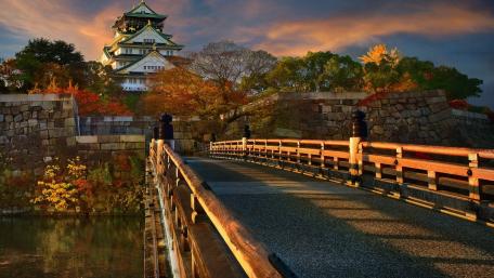 Sunset Glow at Osaka Castle wallpaper