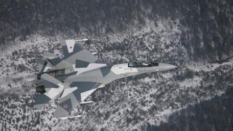 Sukhoi Su-57 Fighter Jet Soaring High wallpaper