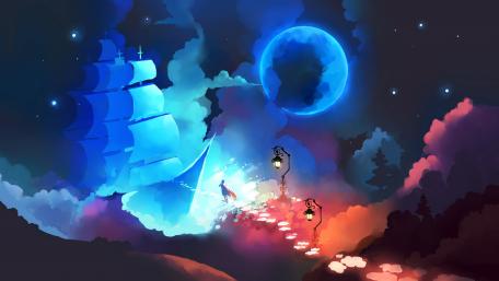 Mystical Voyage Through Dreamy Skies wallpaper