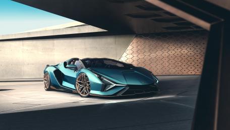 Lamborghini Sian Elegance in Modern Architecture wallpaper