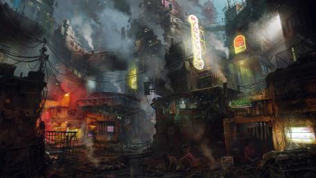 Futuristic City Amidst Chaos wallpaper
