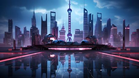 Futuristic City at Twilight wallpaper