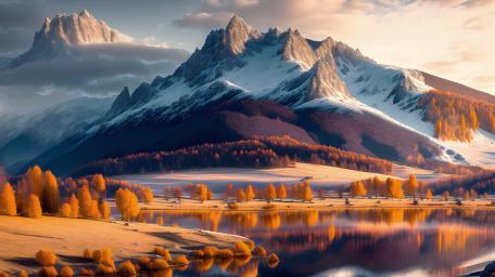Golden Alpine Majesty at Sunset wallpaper