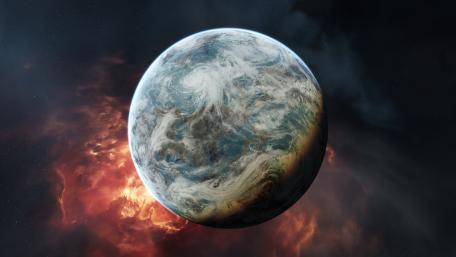 Mystic Orb Amidst Cosmic Blaze wallpaper